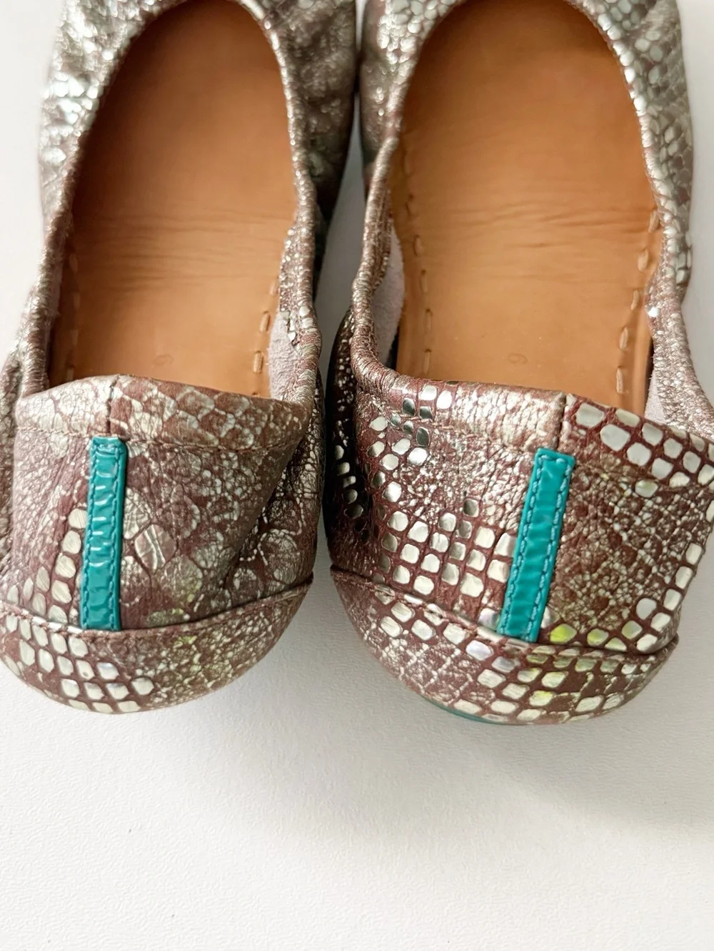 Tieks Metallic Snakeskin Ballet Flat 9 Wild Copper Leather Animal Print Travel - Picture 6 of 9
